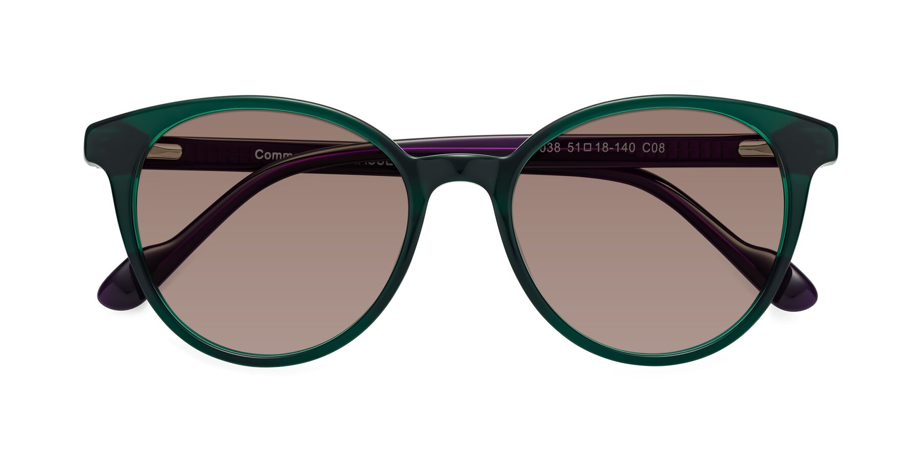 Folded Front of Common in Green-Purple with Medium Brown Tinted Lenses