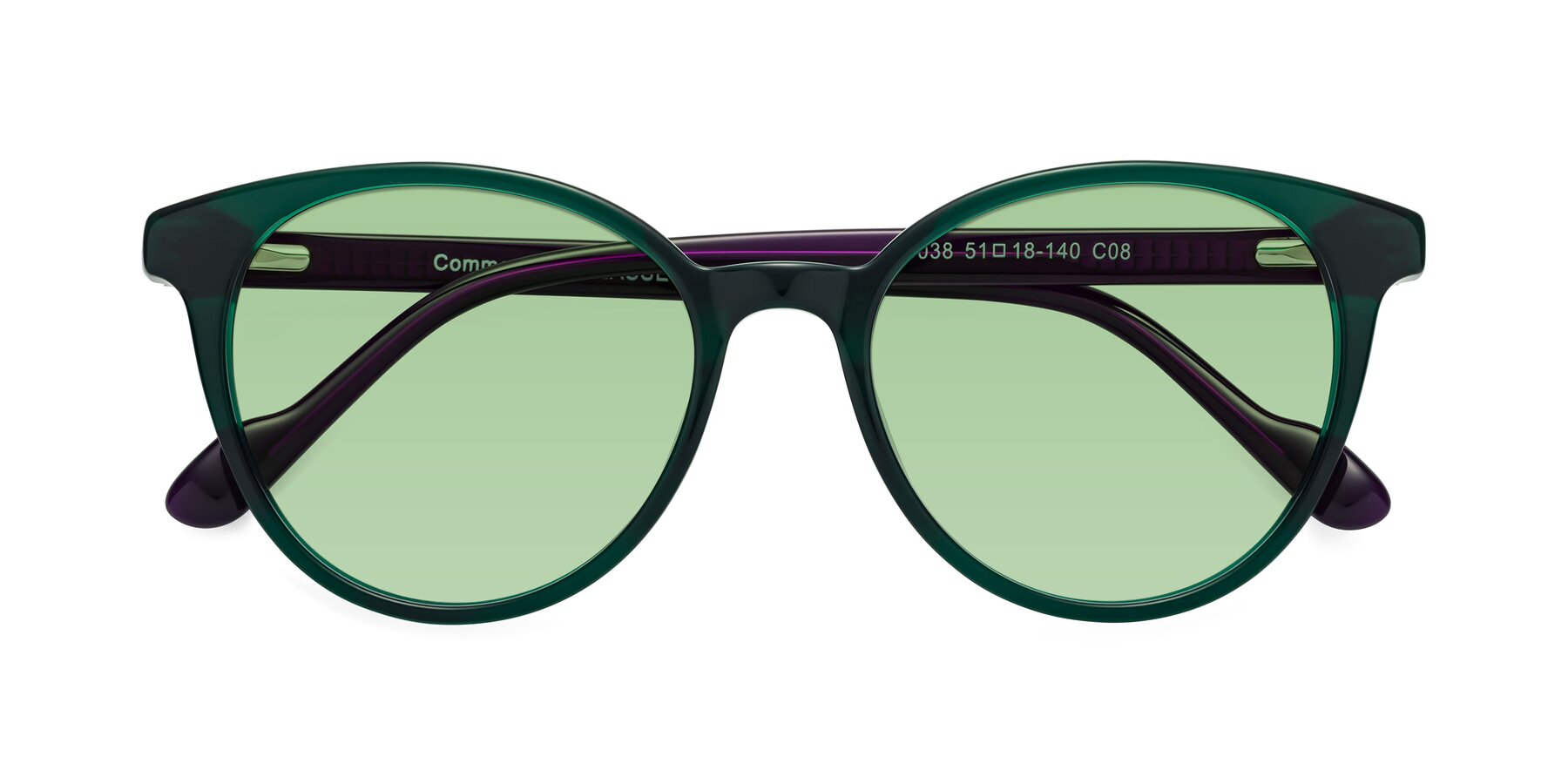 Folded Front of Common in Green-Purple with Medium Green Tinted Lenses