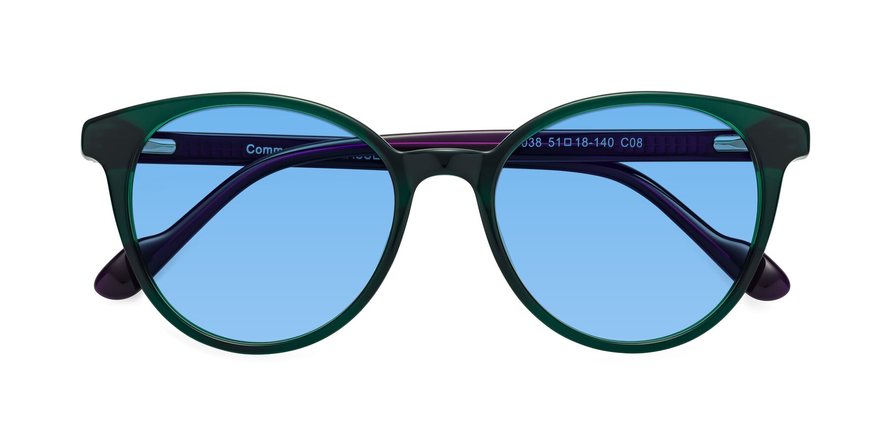 Folded Front of Common in Green-Purple with Medium Blue Tinted Lenses