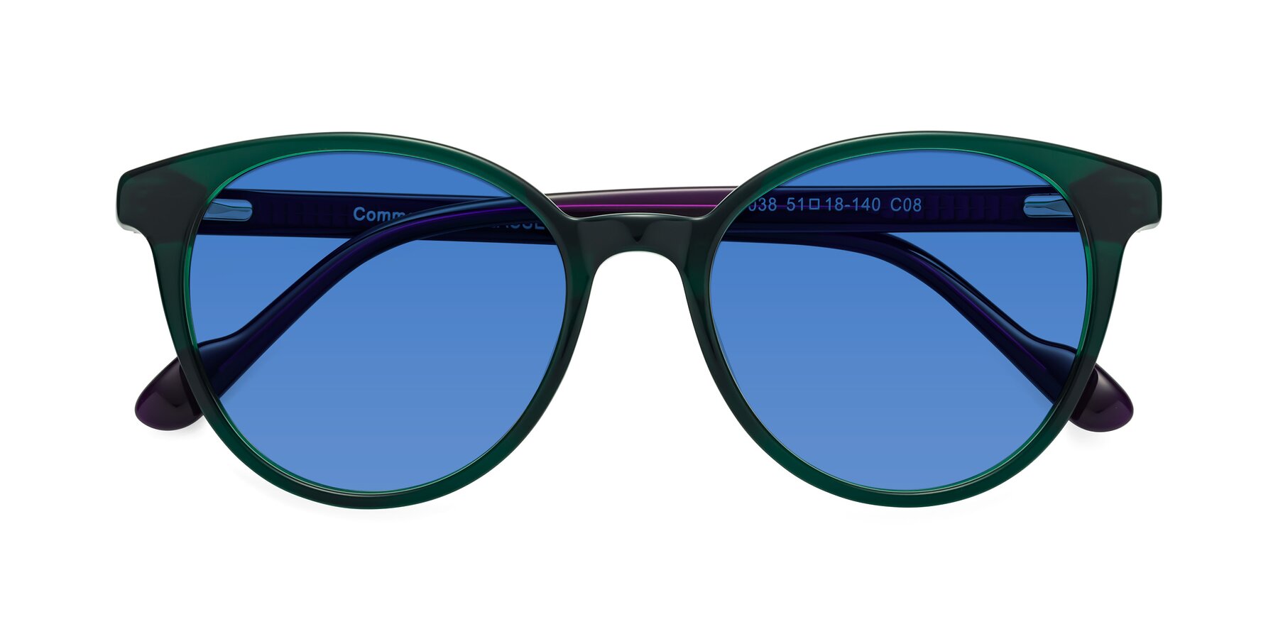 Folded Front of Common in Green-Purple with Blue Tinted Lenses