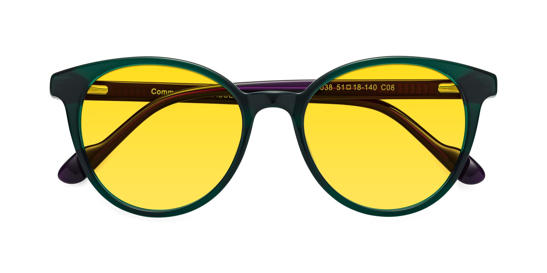 Folded Front of Common in Green-Purple with Yellow Tinted Lenses