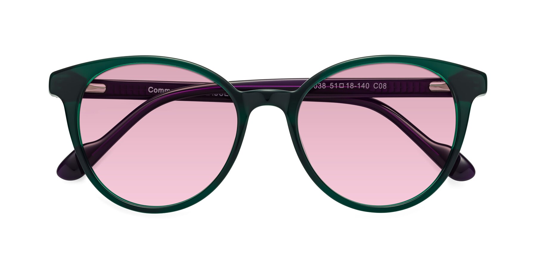 Folded Front of Common in Green-Purple with Light Wine Tinted Lenses