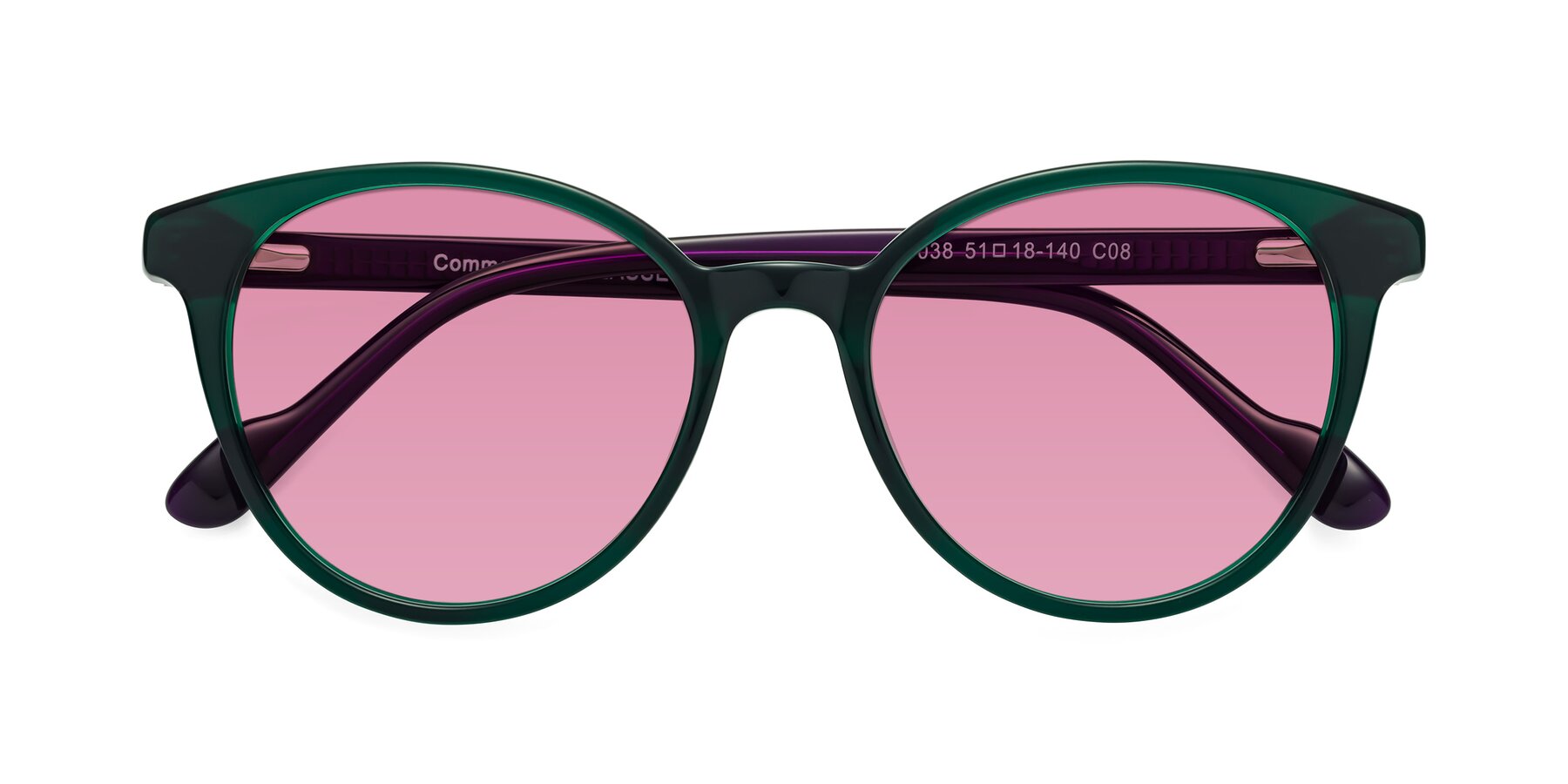 Folded Front of Common in Green-Purple with Medium Wine Tinted Lenses