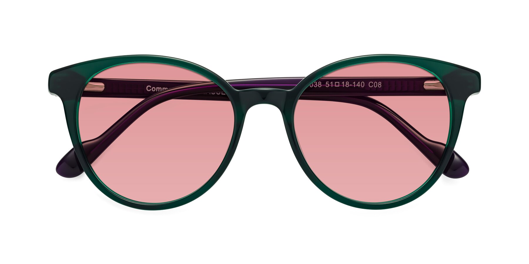 Folded Front of Common in Green-Purple with Medium Garnet Tinted Lenses