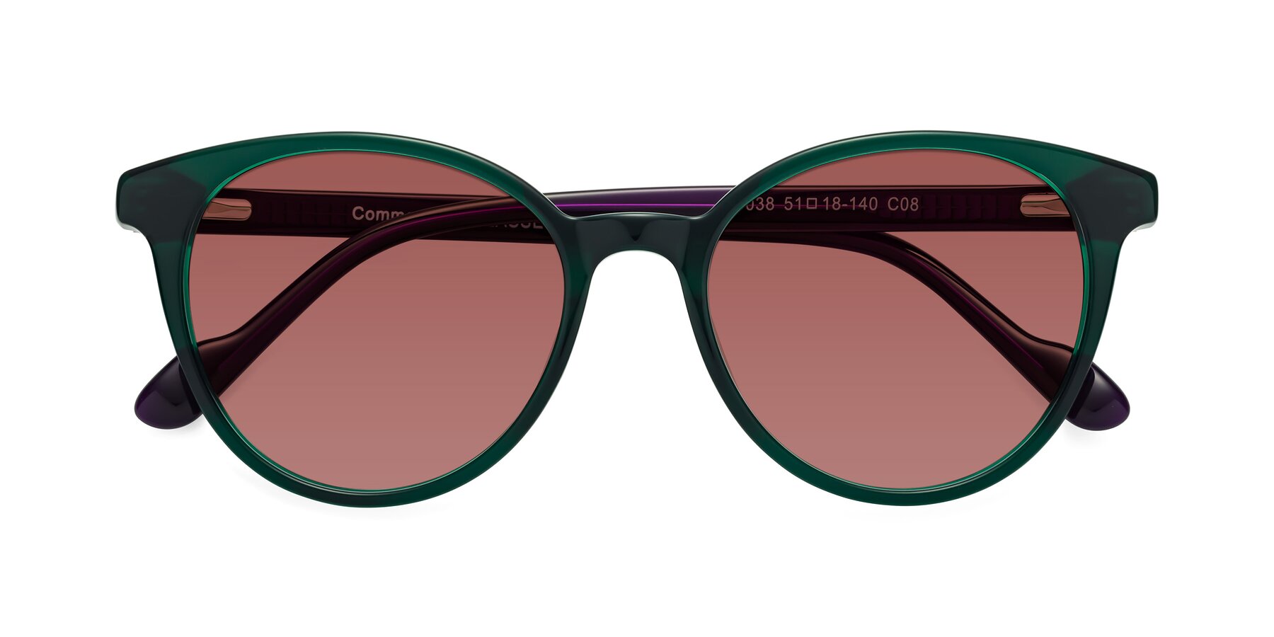 Folded Front of Common in Green-Purple with Garnet Tinted Lenses