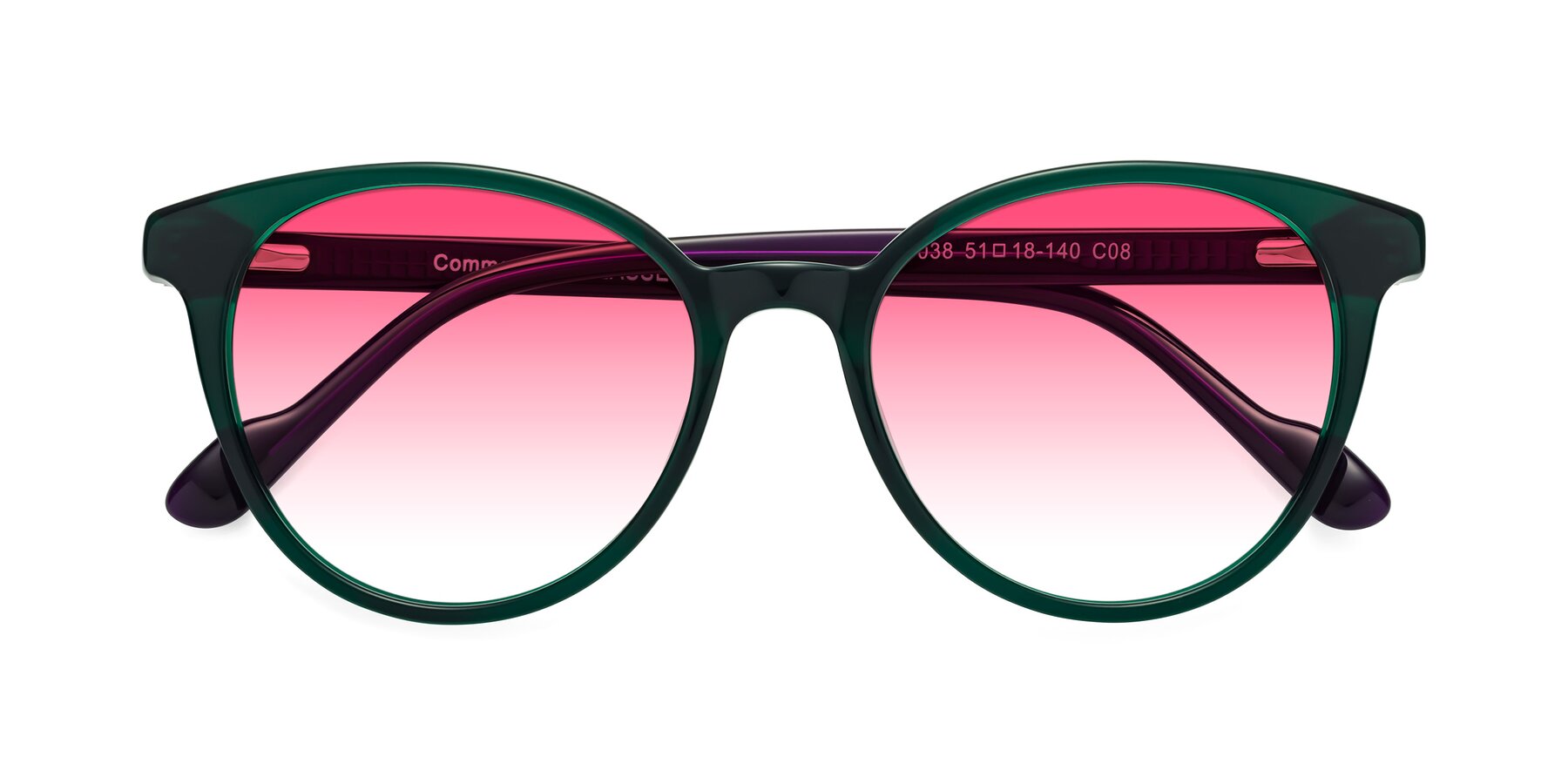 Folded Front of Common in Green-Purple with Pink Gradient Lenses