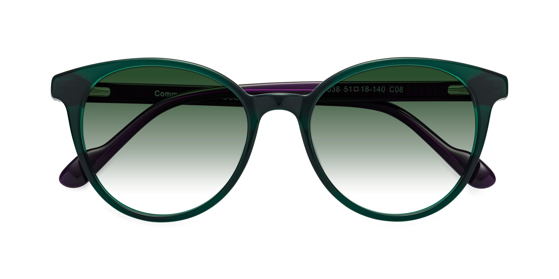 Folded Front of Common in Green-Purple with Green Gradient Lenses