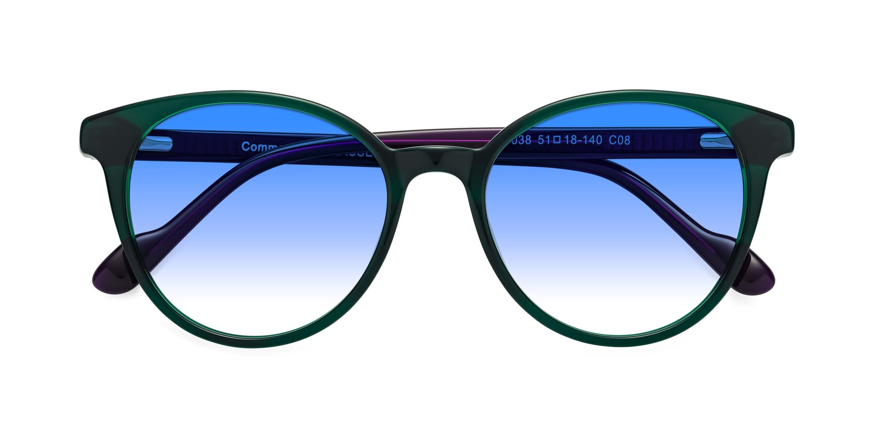 Folded Front of Common in Green-Purple with Blue Gradient Lenses