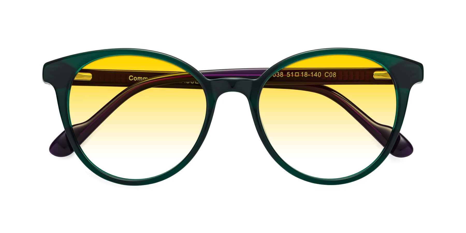 Folded Front of Common in Green-Purple with Yellow Gradient Lenses