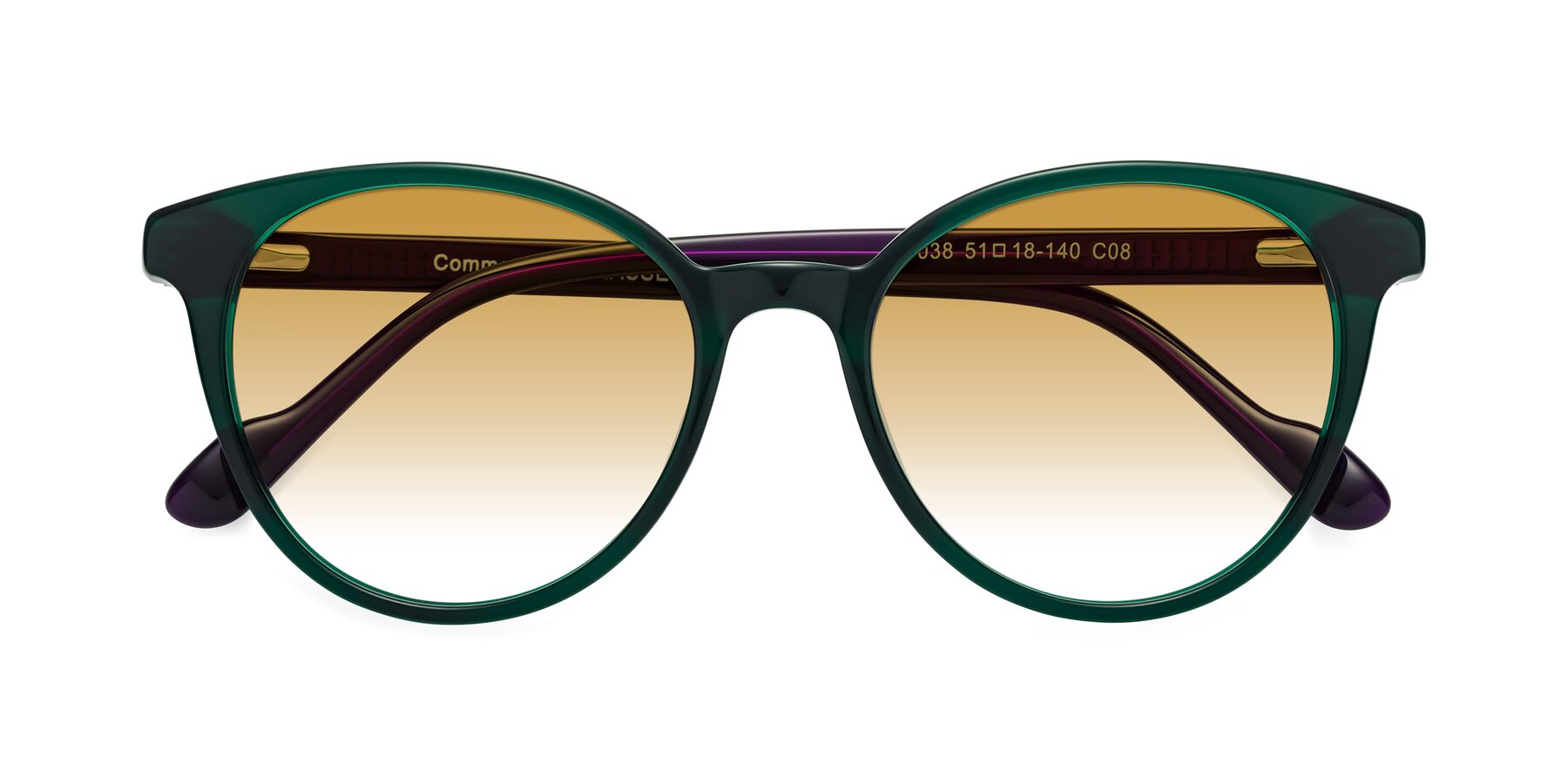 Folded Front of Common in Green-Purple with Champagne Gradient Lenses