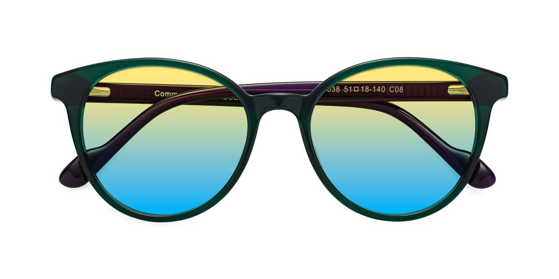 Folded Front of Common in Green-Purple with Yellow / Blue Gradient Lenses