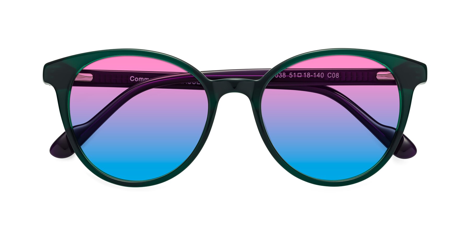 Folded Front of Common in Green-Purple with Pink / Blue Gradient Lenses