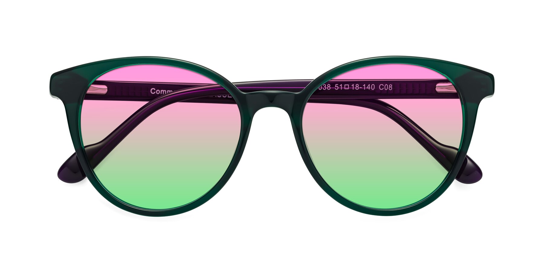 Folded Front of Common in Green-Purple with Pink / Green Gradient Lenses