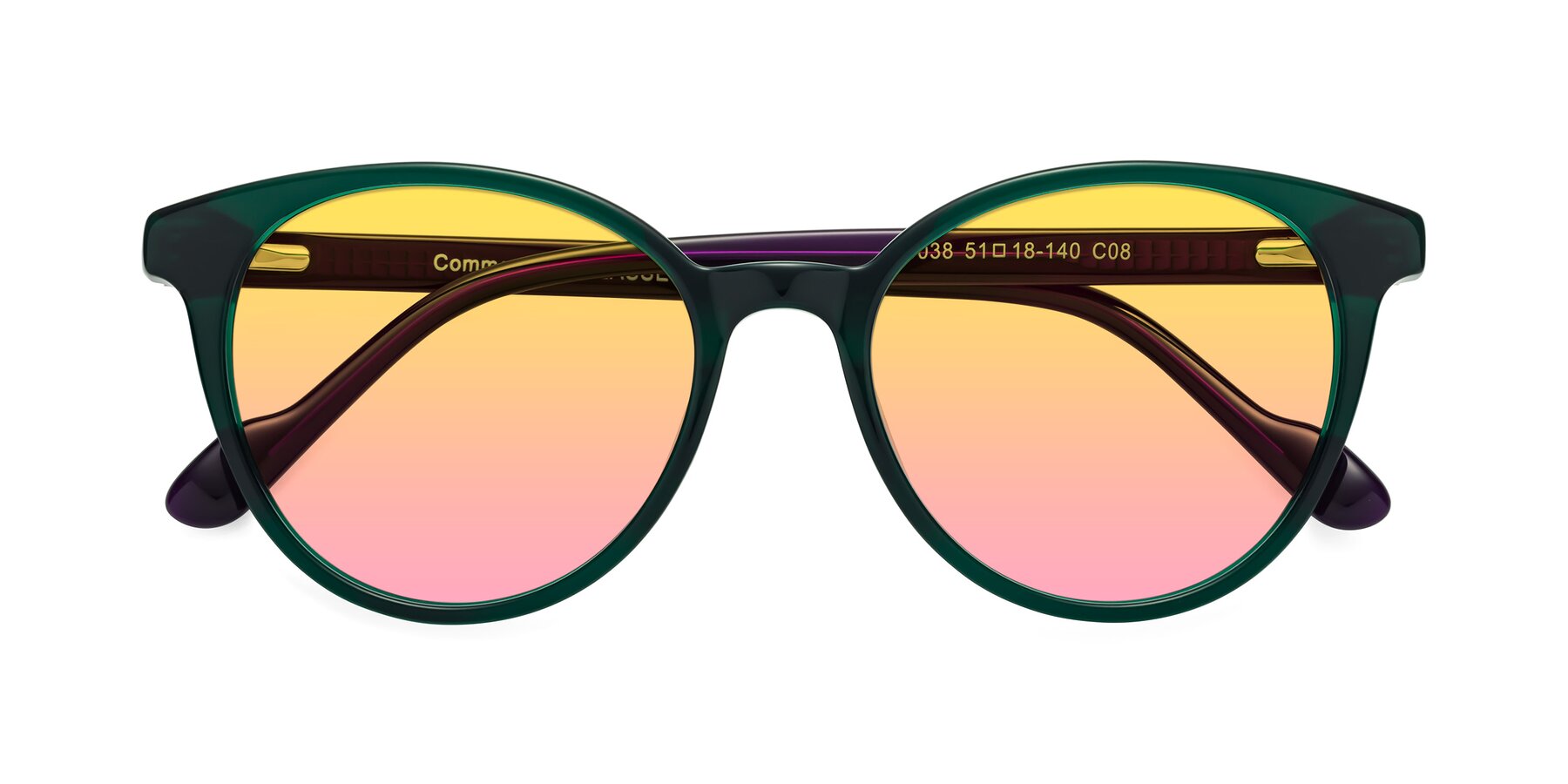 Folded Front of Common in Green-Purple with Yellow / Pink Gradient Lenses