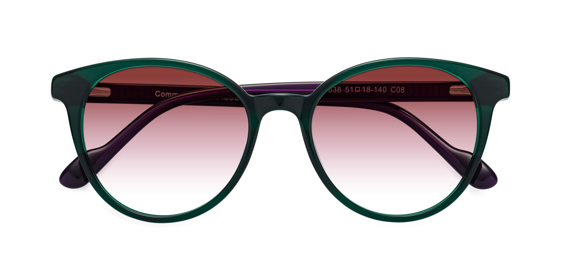 Folded Front of Common in Green-Purple with Garnet Gradient Lenses