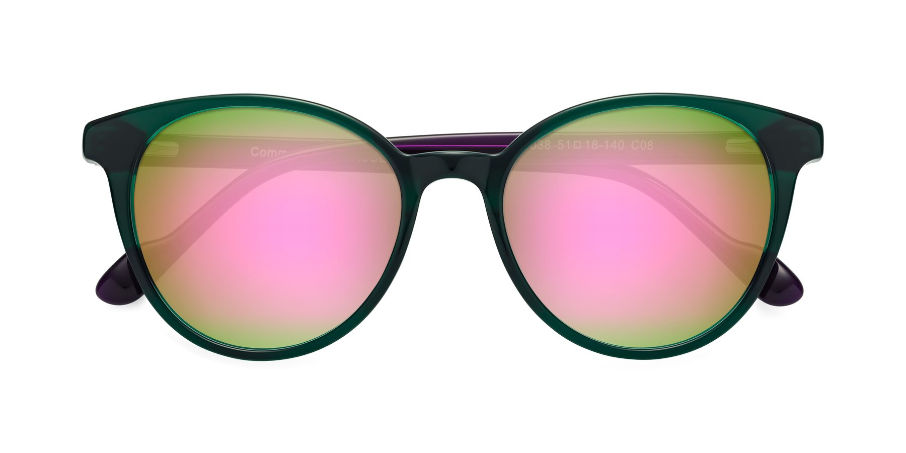 Folded Front of Common in Green-Purple with Pink Mirrored Lenses