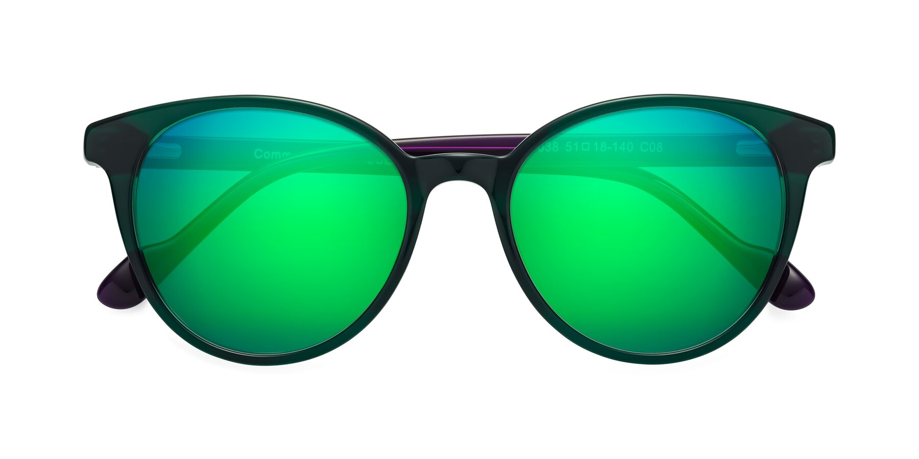 Folded Front of Common in Green-Purple with Green Mirrored Lenses