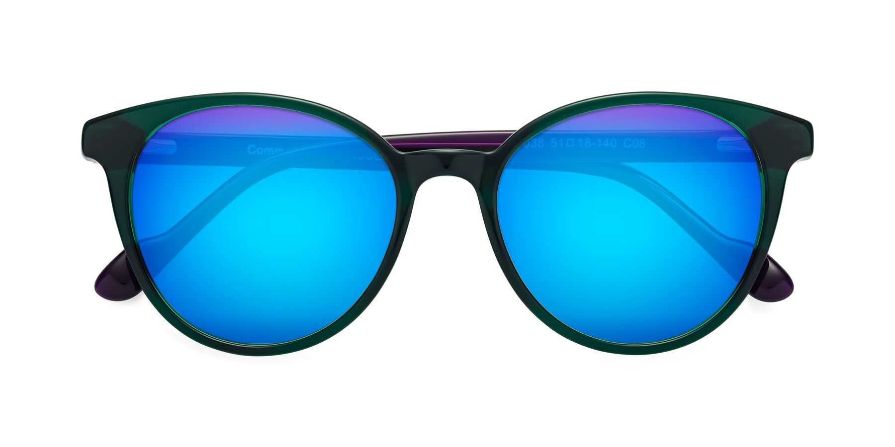 Folded Front of Common in Green-Purple with Blue Mirrored Lenses