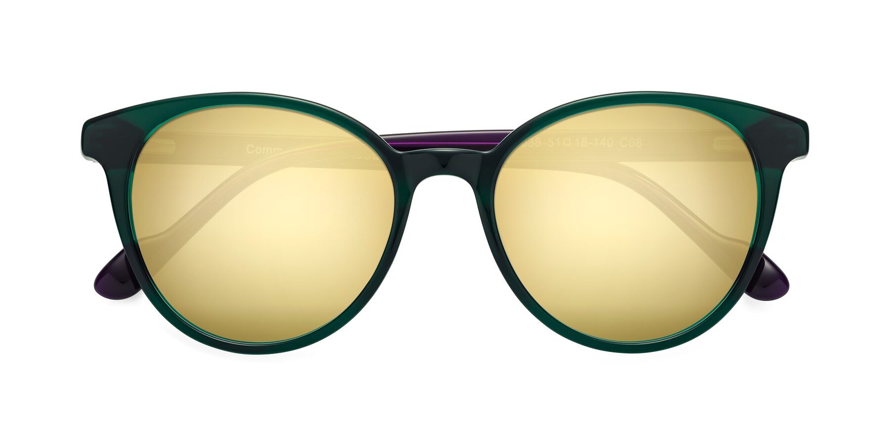 Folded Front of Common in Green-Purple with Gold Mirrored Lenses