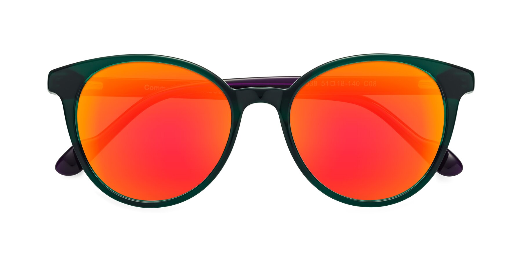 Folded Front of Common in Green-Purple with Red Gold Mirrored Lenses