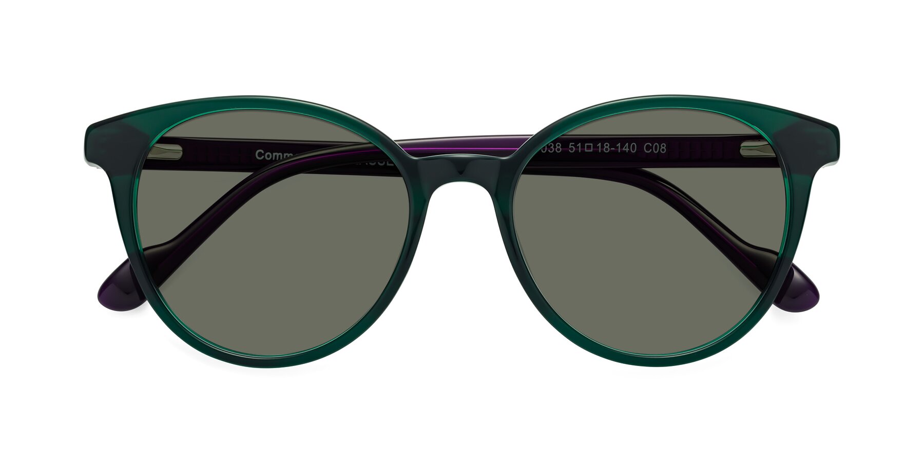 Folded Front of Common in Green-Purple with Gray Polarized Lenses