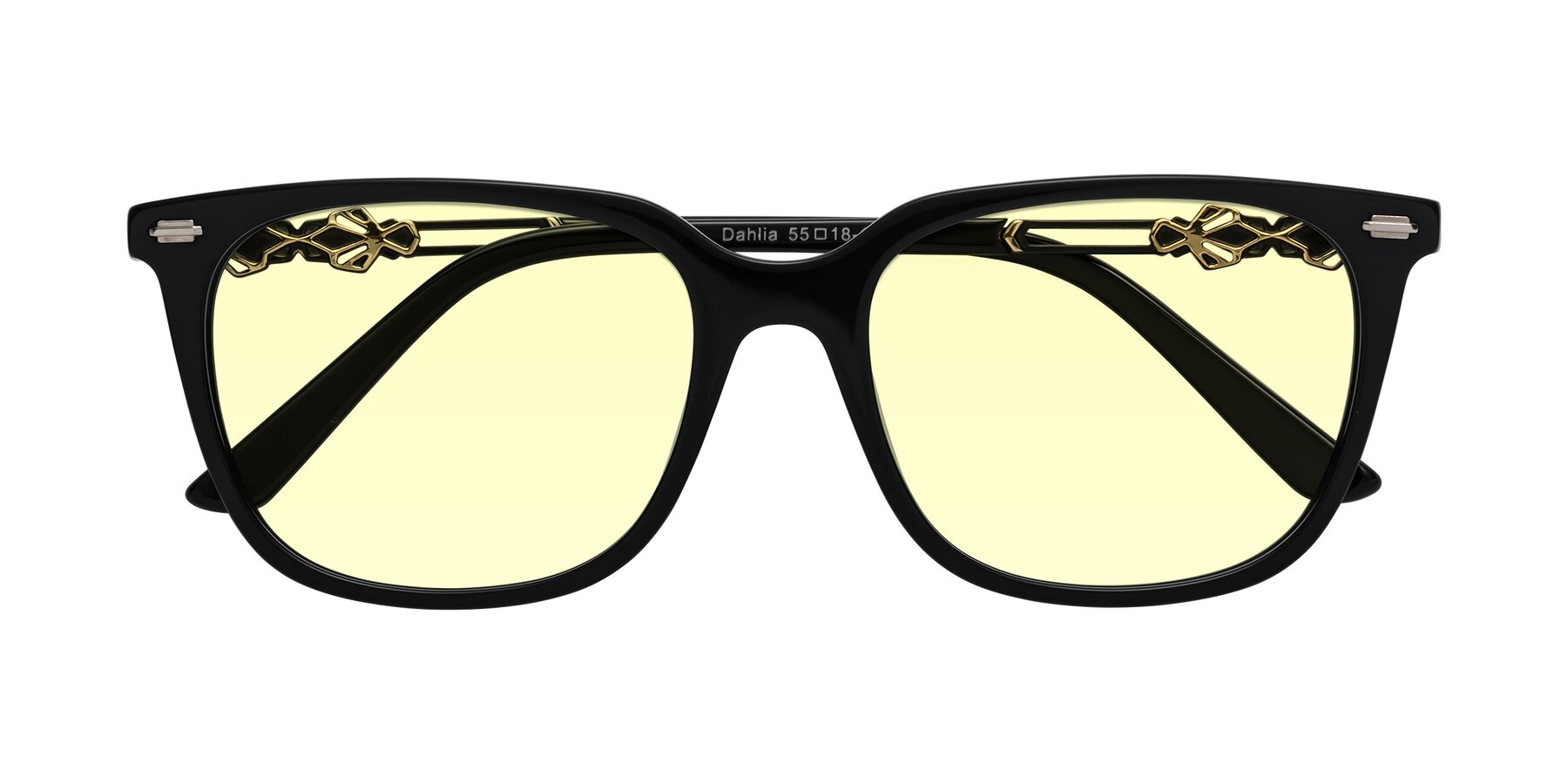 Folded Front of Dahlia in Black with Light Yellow Tinted Lenses