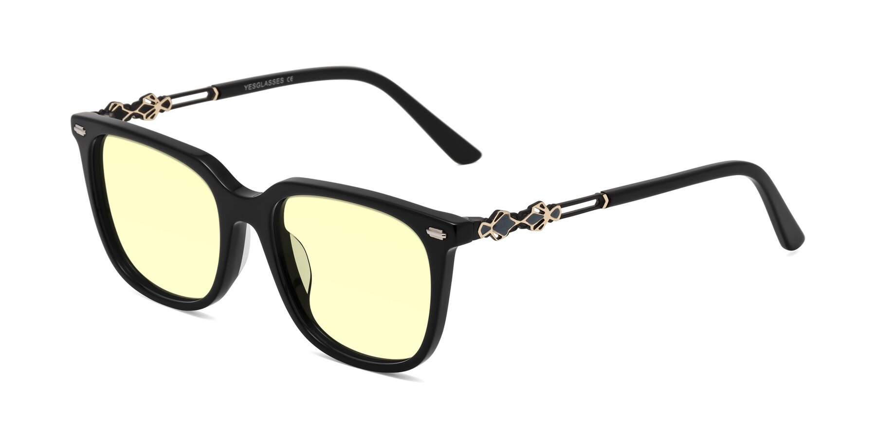 Angle of Dahlia in Black with Light Yellow Tinted Lenses