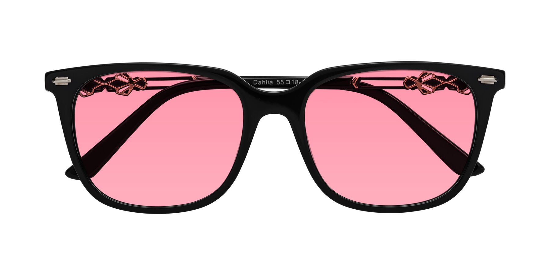 Folded Front of Dahlia in Black with Pink Tinted Lenses