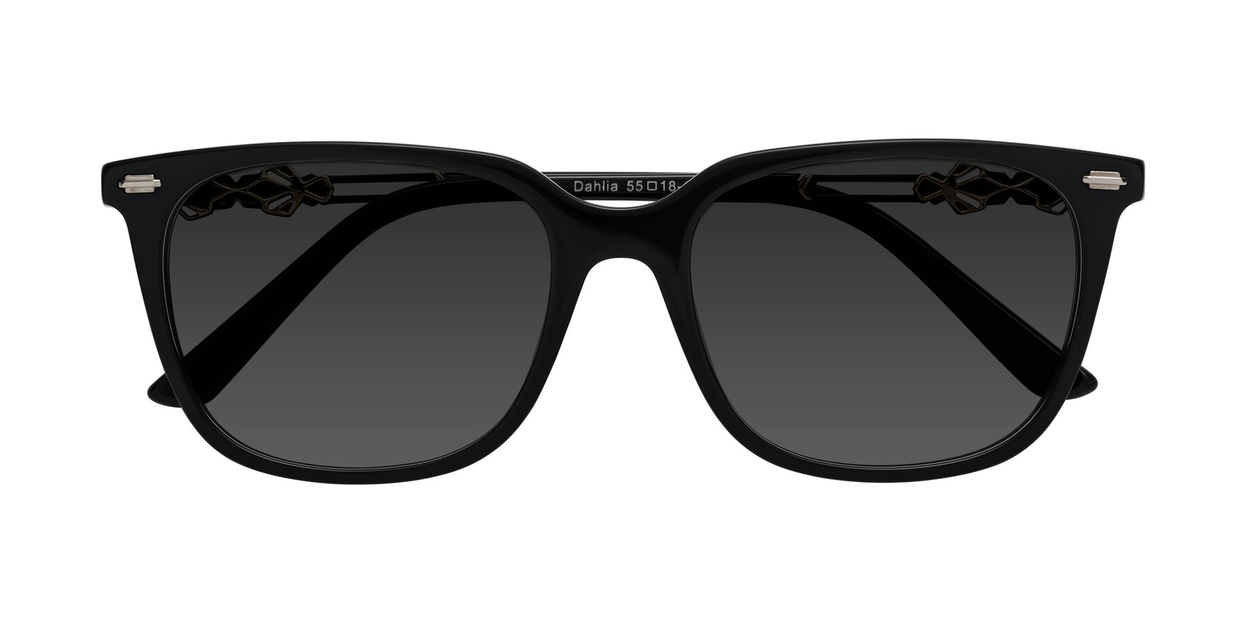 Folded Front of Dahlia in Black with Gray Tinted Lenses