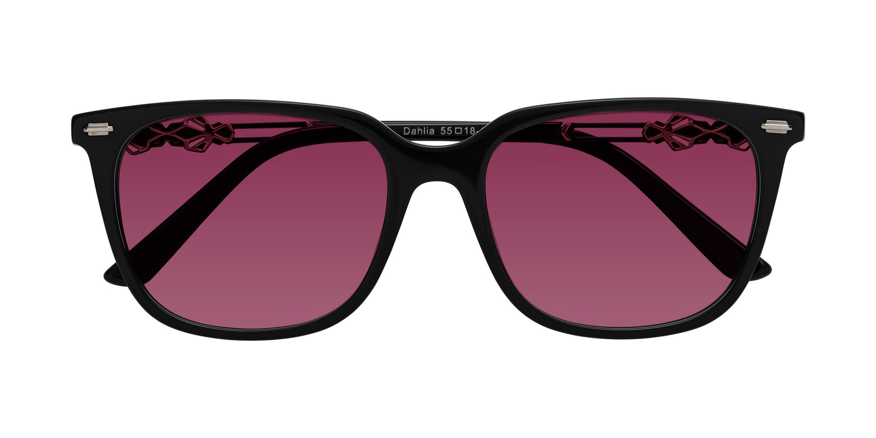 Folded Front of Dahlia in Black with Wine Tinted Lenses