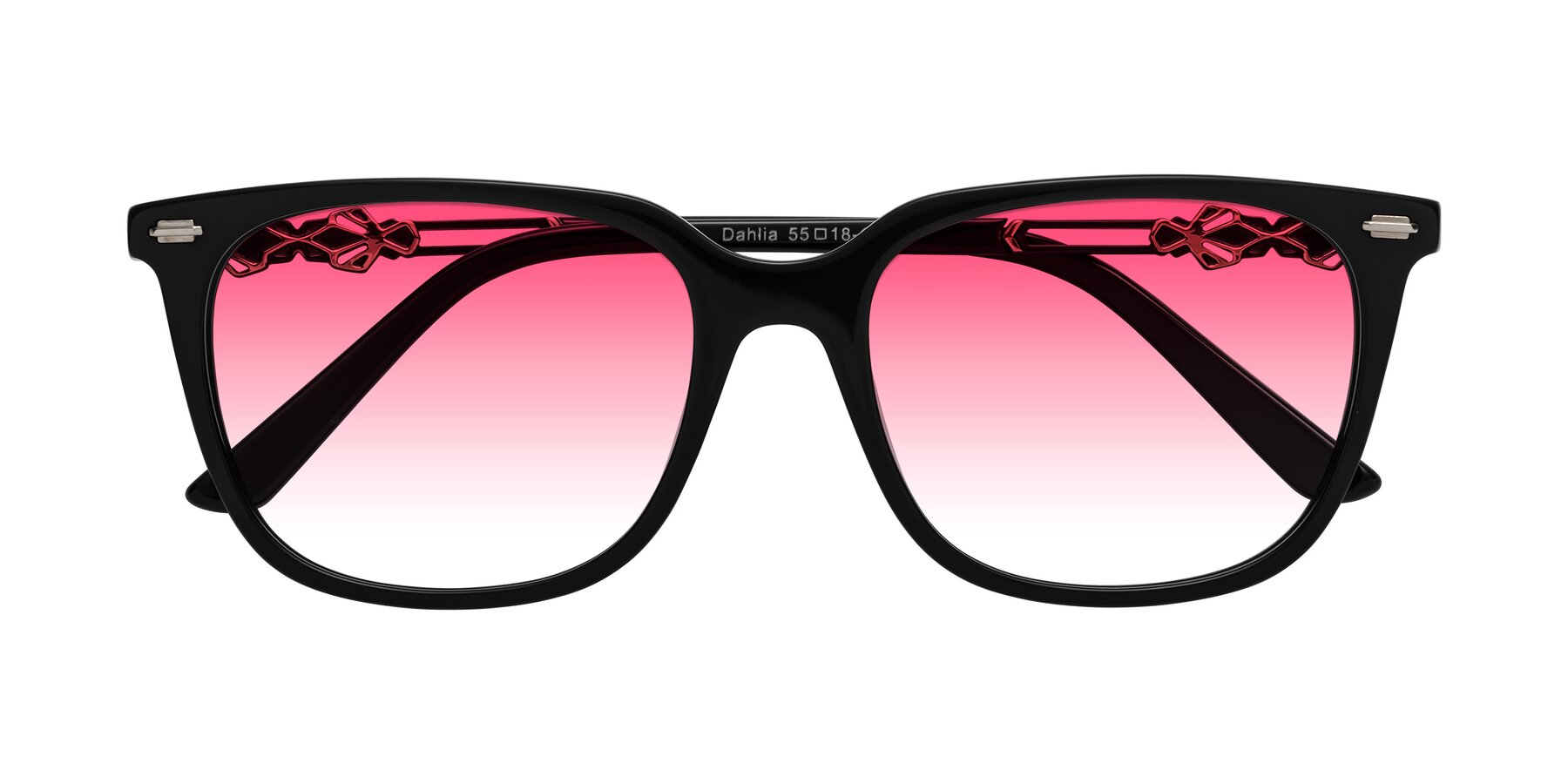 Folded Front of Dahlia in Black with Pink Gradient Lenses