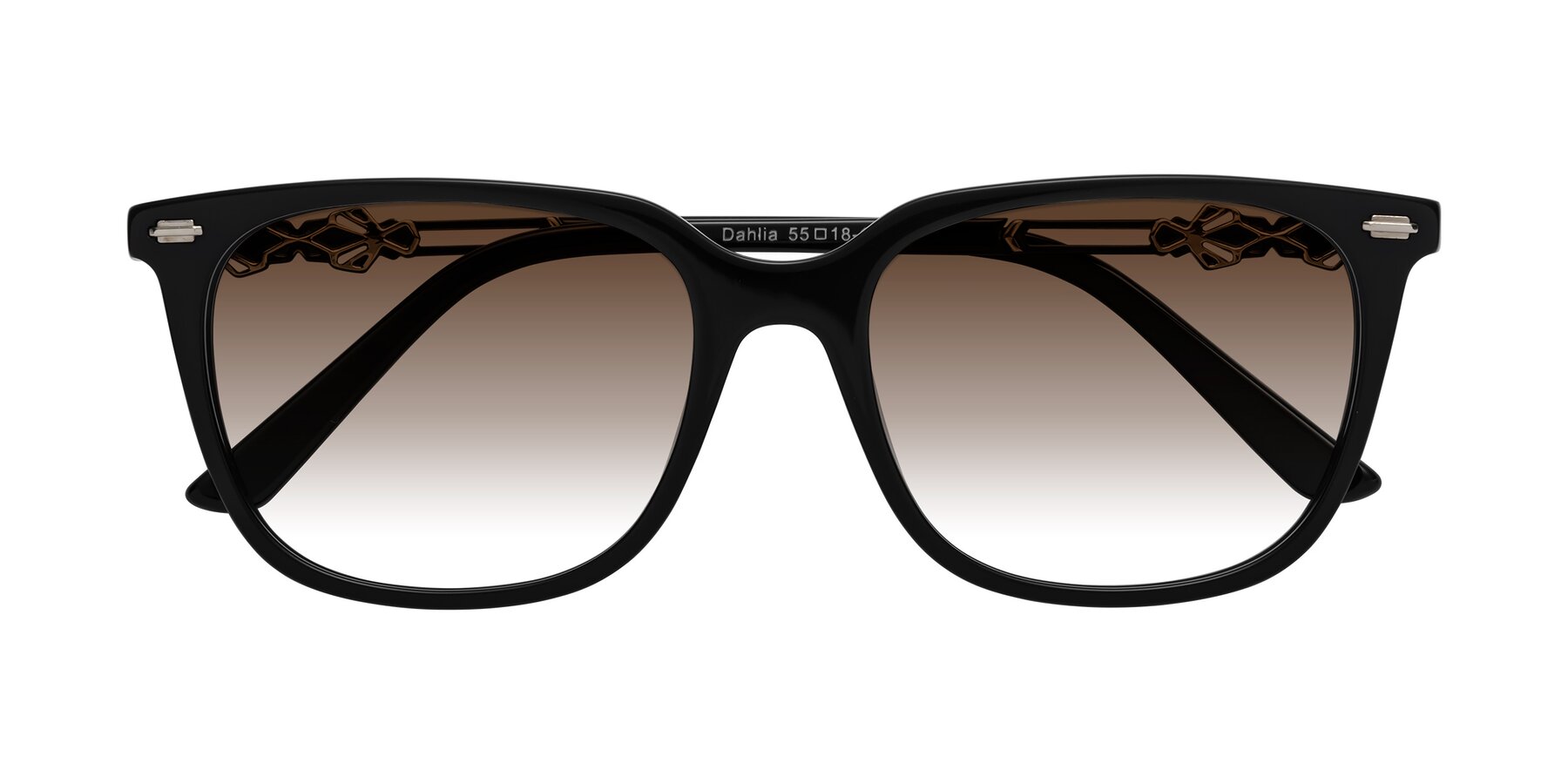 Folded Front of Dahlia in Black with Brown Gradient Lenses