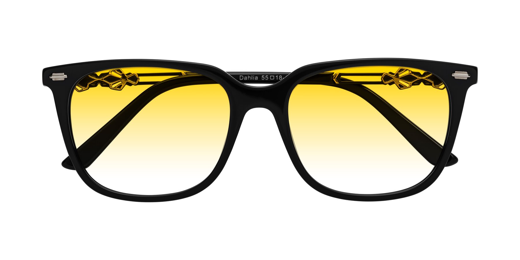 Folded Front of Dahlia in Black with Yellow Gradient Lenses