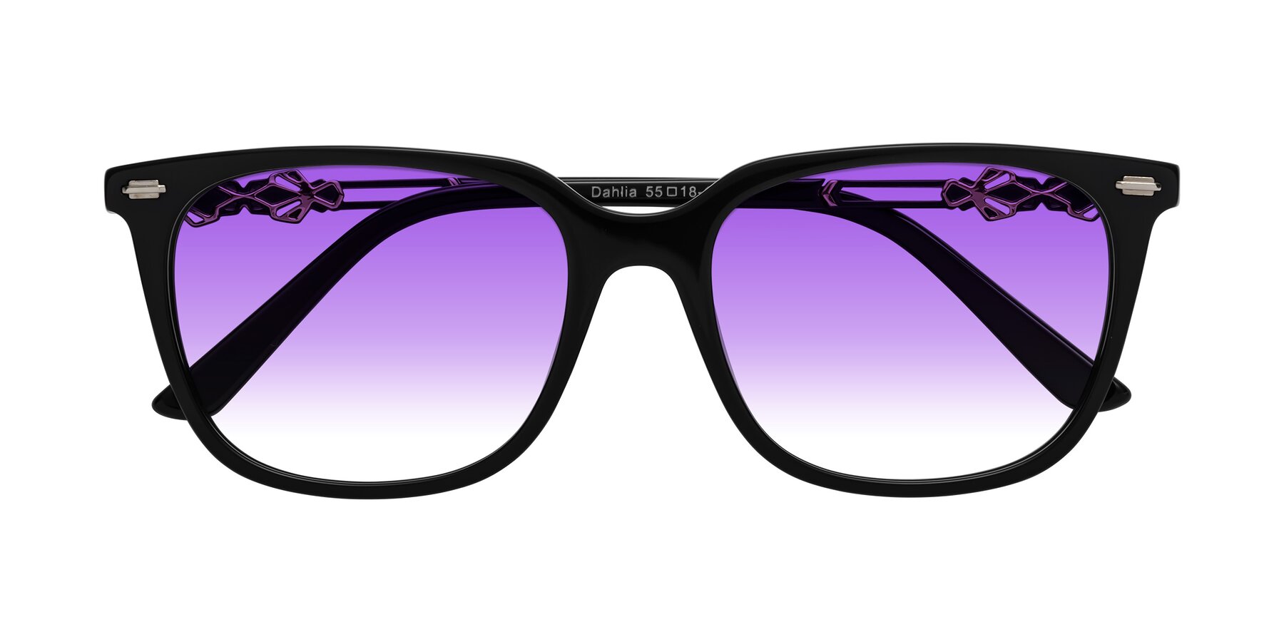 Folded Front of Dahlia in Black with Purple Gradient Lenses