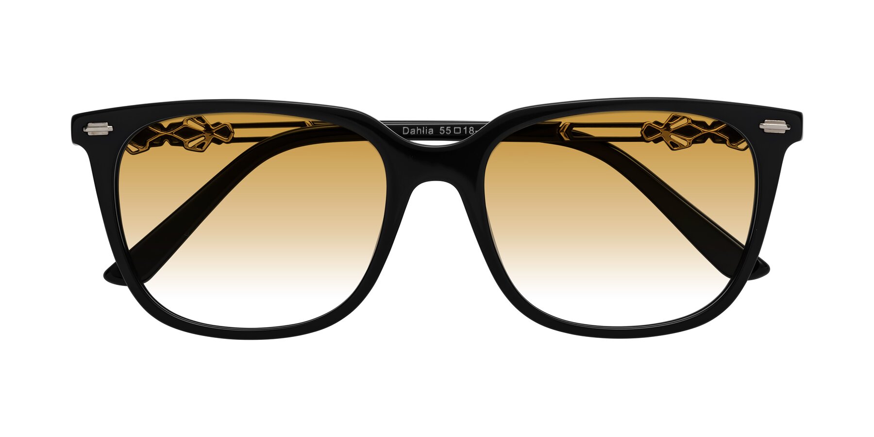 Folded Front of Dahlia in Black with Champagne Gradient Lenses