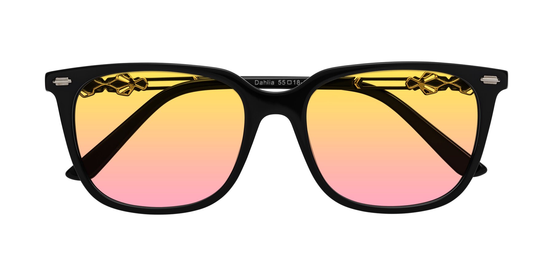 Folded Front of Dahlia in Black with Yellow / Pink Gradient Lenses