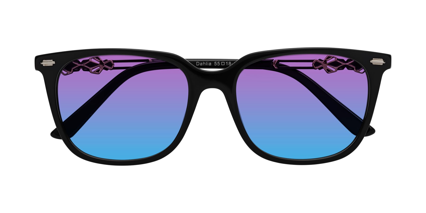 Folded Front of Dahlia in Black with Purple / Blue Gradient Lenses