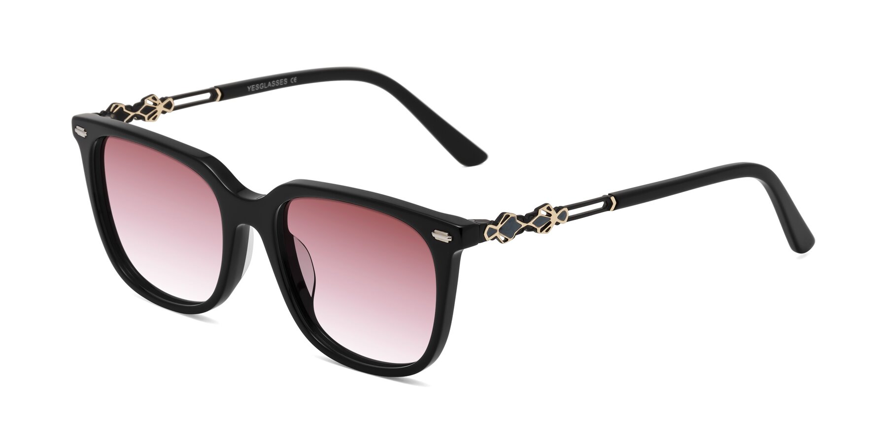 Angle of Dahlia in Black with Garnet Gradient Lenses