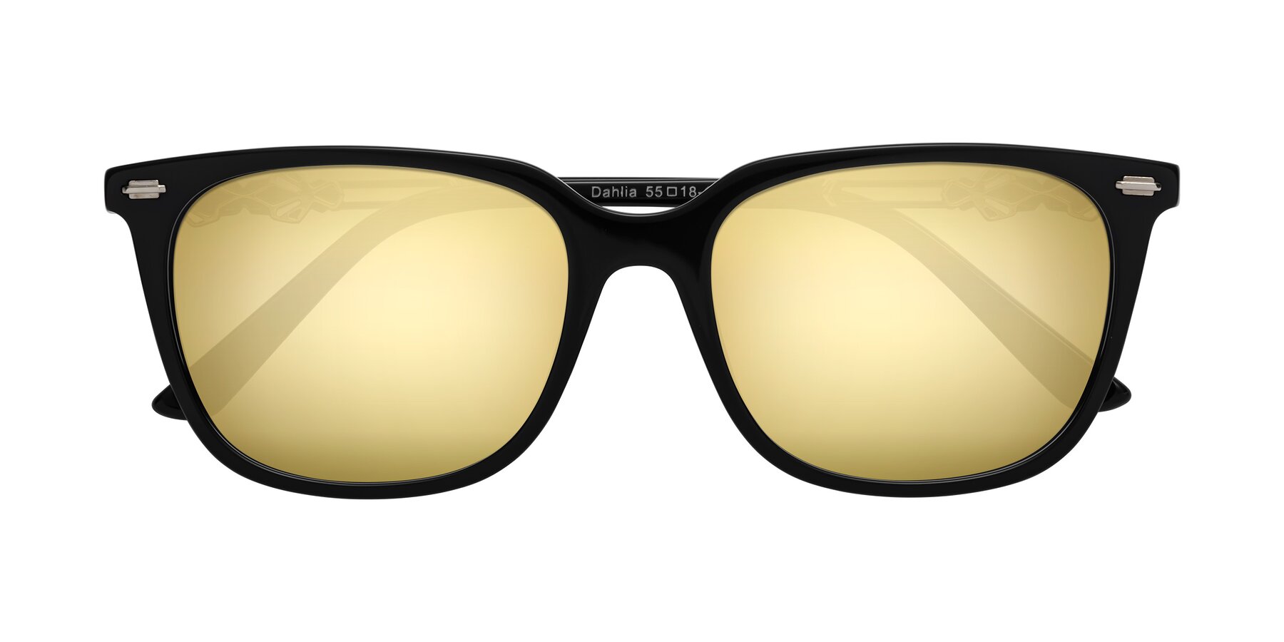 Folded Front of Dahlia in Black with Gold Mirrored Lenses