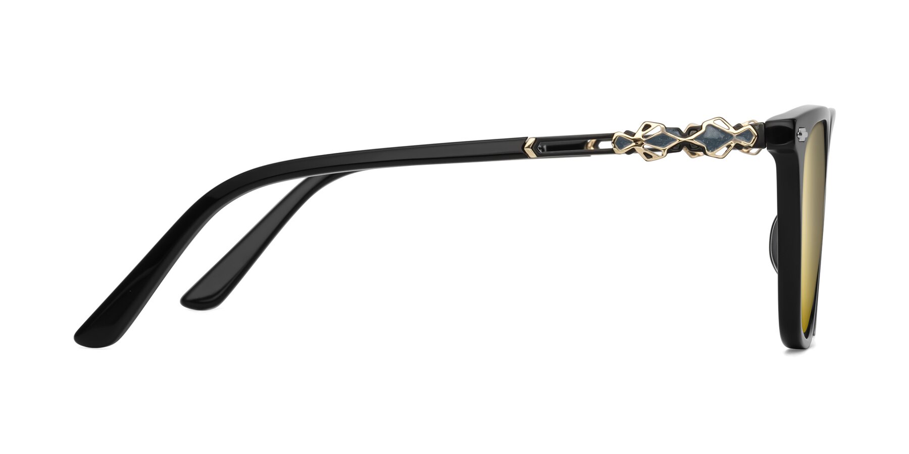 Side of Dahlia in Black with Gold Mirrored Lenses