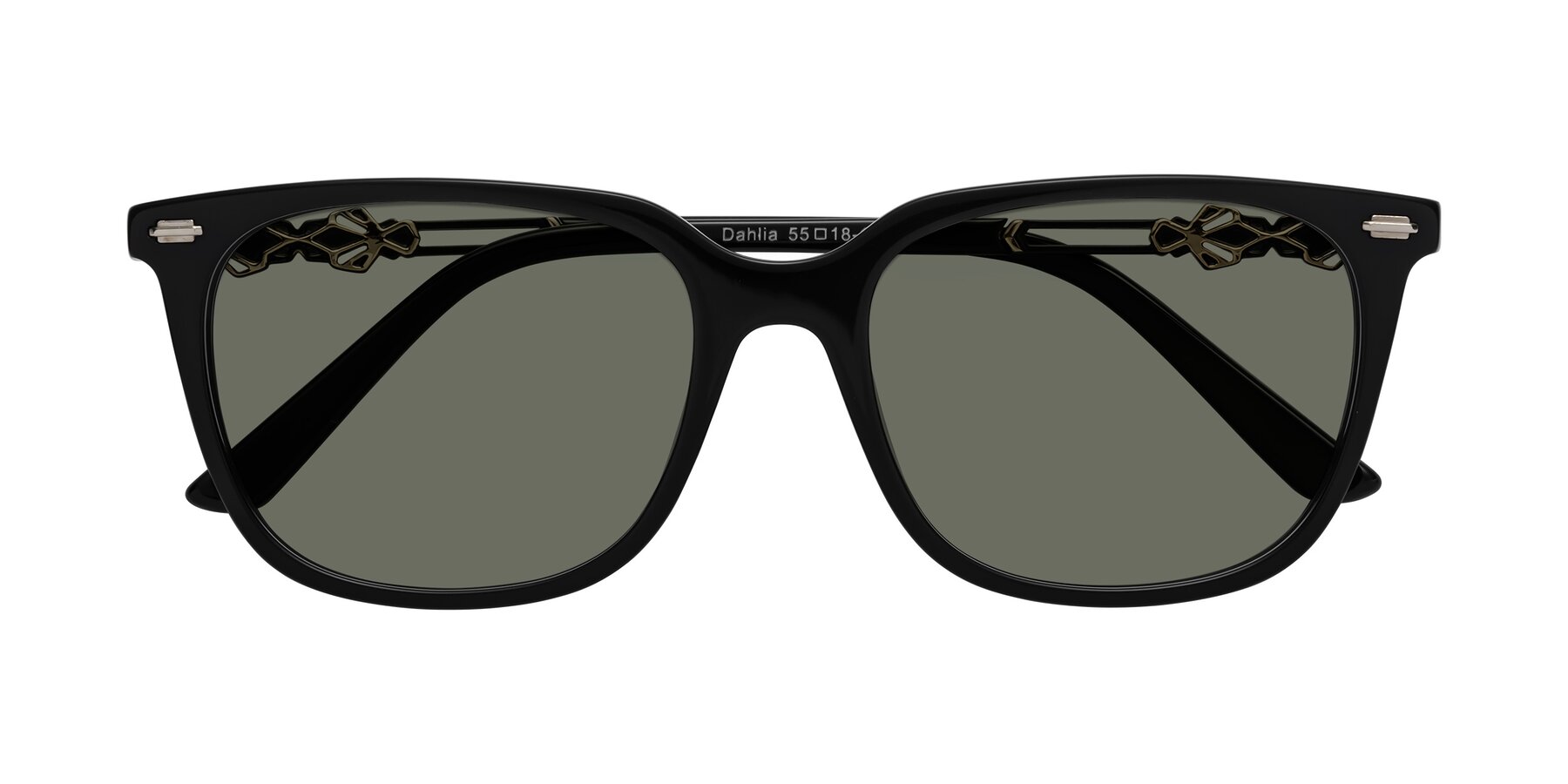 Folded Front of Dahlia in Black with Gray Polarized Lenses