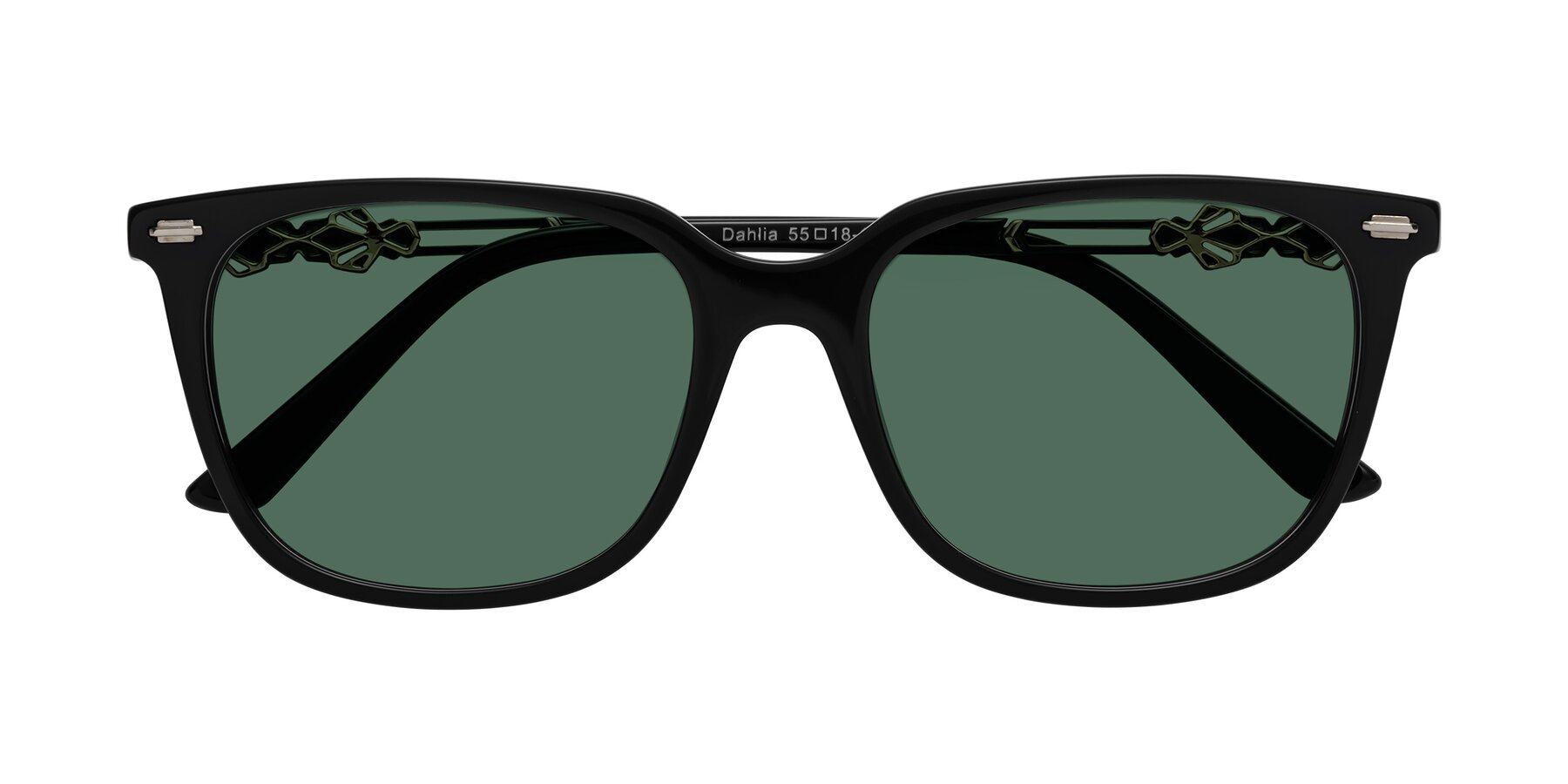 Folded Front of Dahlia in Black with Green Polarized Lenses