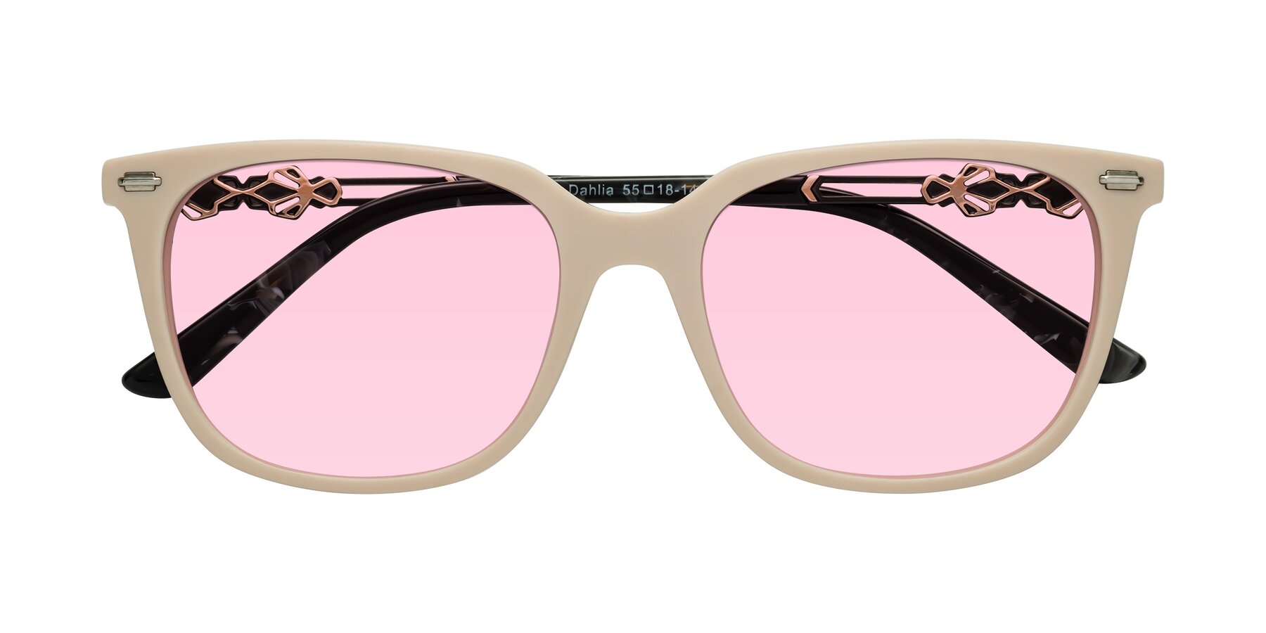 Folded Front of Dahlia in Ivory pink with Light Pink Tinted Lenses