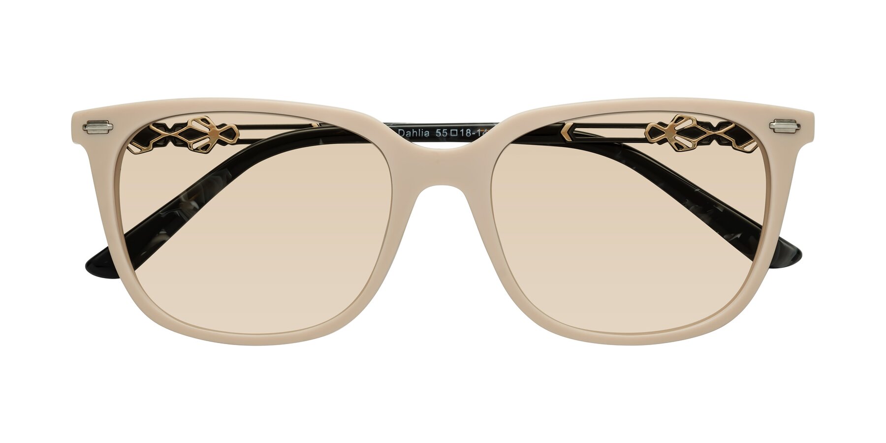 Folded Front of Dahlia in Ivory pink with Light Brown Tinted Lenses