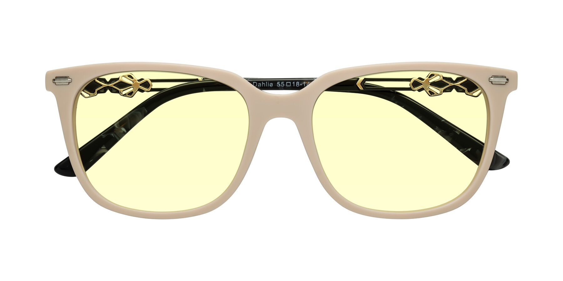 Folded Front of Dahlia in Ivory pink with Light Yellow Tinted Lenses