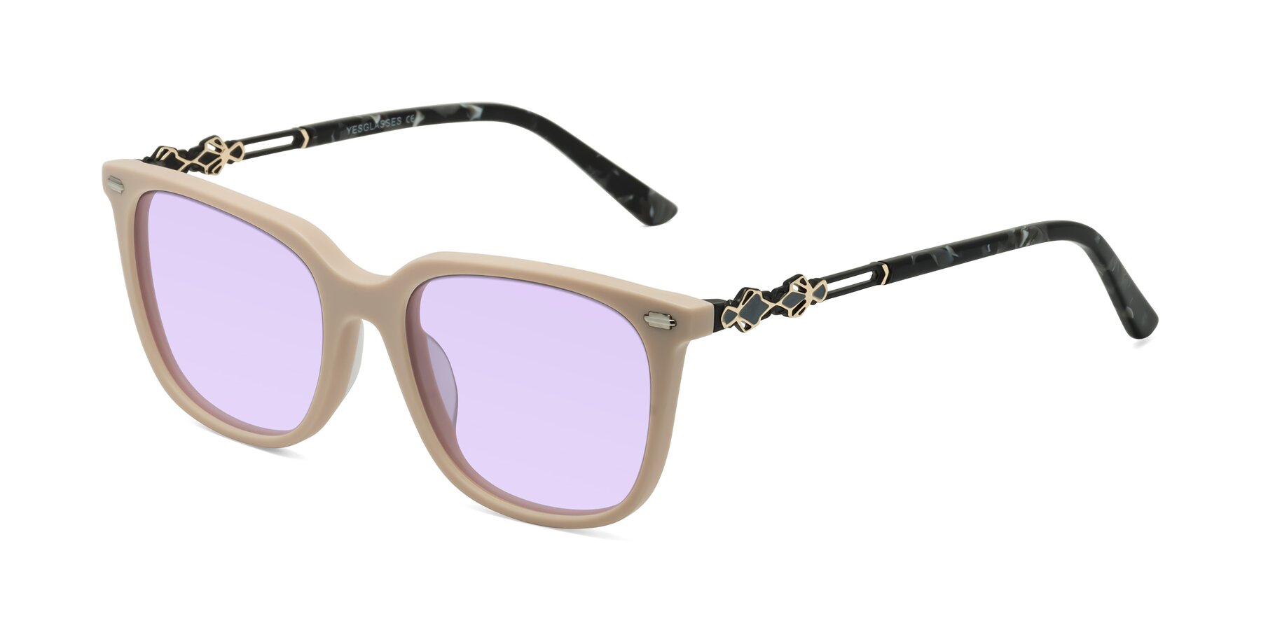 Angle of Dahlia in Ivory pink with Light Purple Tinted Lenses