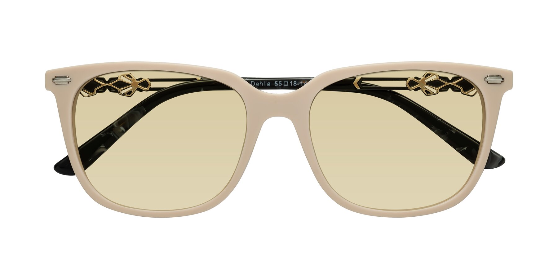 Folded Front of Dahlia in Ivory pink with Light Champagne Tinted Lenses