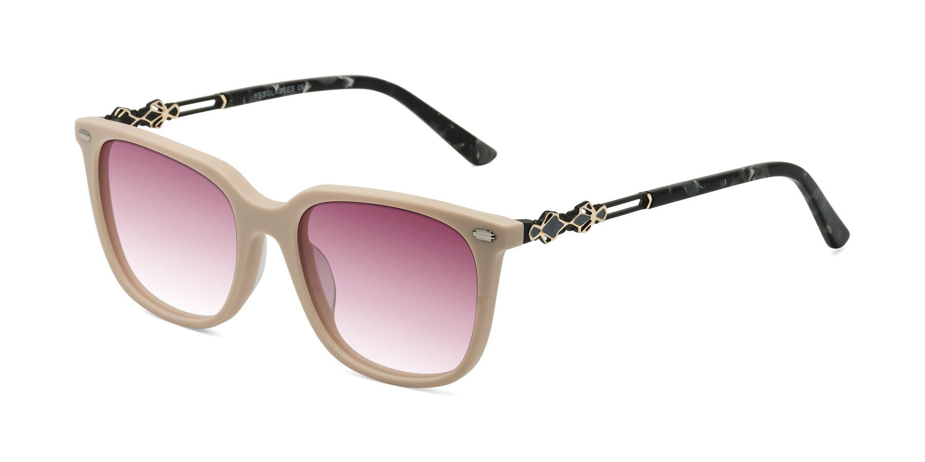 Angle of Dahlia in Ivory pink with Wine Gradient Lenses