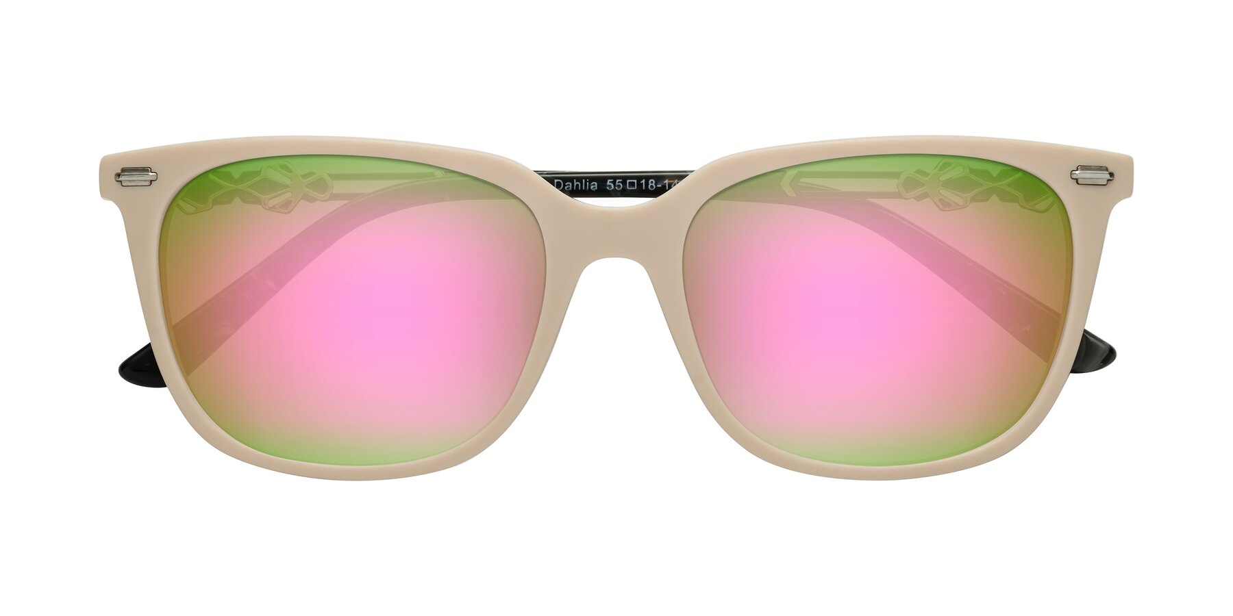 Folded Front of Dahlia in Ivory pink with Pink Mirrored Lenses