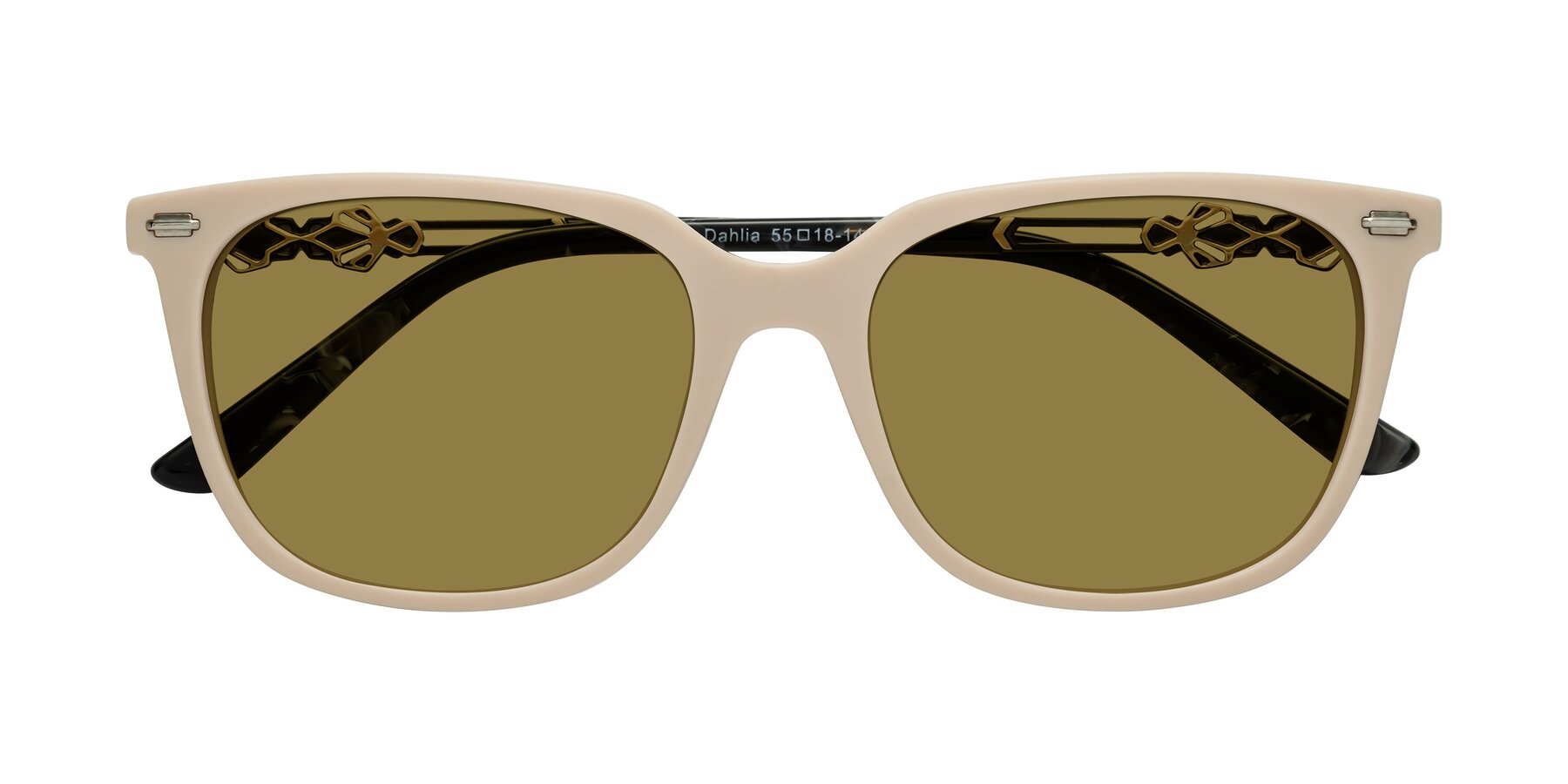 Folded Front of Dahlia in Ivory pink with Brown Polarized Lenses